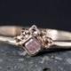 ON SALE Crown Diamond Engagement Ring - Natural Pink Diamond - White Diamonds, Boho Weddings