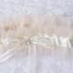 Ivory Wedding Garter Ivory Tulle Bridal Garter Organza Garter Crystal Garter Rhinestone Garter Bridal Garter Bow Garter Tulle bridal garter
