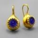 Blue Purple gold earrings, violet jewelry, Teardrop Earrings, Iolite Earrings, Violet Earrings,Gemstone Earrings, Water Sapphire earrings