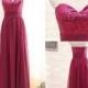 Fashion Sweetheart Sequins A-line Long Fuchsia Bridesmaid Dress from Dressywomen