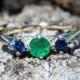 Sapphire and emerald ring, sapphire engagement ring, emerald engagement ring, sapphire ring, emerald sapphire three stone gold anniversary