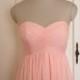 Pink Bridesmaid Dress Long Sweetheart Chiffon Pale Pink Floor-length Strapless Dress-Custom Dress