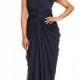 Adrianna Papell Adrianna Papell Plus Size Illusion Lace Draped Gown