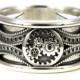 Silver Gear Ring - Steampunk Art Deco Mens Ring