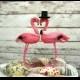 Pink- Flamingo- wedding- cake topper-Mr and Mrs-bride-groom-destination wedding-wedding cake topper-tropical destination-beach wedding
