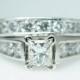 HOLIDAY SALE - Vintage Platinum Diamond Engagement Ring & Wedding Band Complete Bridal Set Princess Cut Vintage Engagement Rings