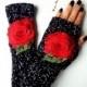 Women's Mittens Gloves, Women's Knitted Gloves, Crochet Gloves Women, Hand Knitted Gloves, Black Knitted Gloves, Fingerless Gloves