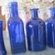 4-COBALT/ blue Decorative Colored glass bottles, floral Bud vase, vintage inspired, Home Decor, Wedding