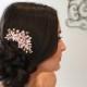 Rose Gold hair comb, Rose Gold Wedding headpiece, Bridal hair comb, Rhinestone hair comb, Wedding hair vine, Hair accessory, Leaf hair comb