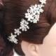 Flexible Bendable Fit to Shape Hair Piece - Silver Plated Pearl Austrian Crystal Bridal Hair Comb Wedding Hair Clip Tiara Slide Vintage -FH1
