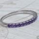 1.8mm wide Amethyst Gemstone Half Eternity ring - stacking ring - wedding band in white gold or Silver