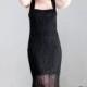 HOLIDAY SALE - Long Black Lace Dress Evening Black Dress Bridesmaid Dress Maxi Dress Prom Dress Vintage Evening Gown Black Satin Dress Littl