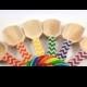 6 Larger Chevron  Wooden Candy Scoops, Pick the Color or Rainbow Polka Dot Stamped, Candy Buffet, Wedding, Showers, Parties, Crafting