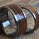 Wedding Rings, Charred Oak Whiskey Barrel Inlay Ring, Wood Ring, Titanium Ring, Custom Made Ring, Wedding Band Set, His and Hers Set