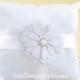 Wedding ring bearer pillow with leatherette flower Ivory ring bearer Flower ring pillow Wedding ring cushion
