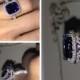 Diamond Halo Engagement Ring 18k White Gold 11x9mm Lab Sapphire Center 1.43ct Natural Diamonds Butterfly Design Ring