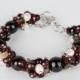 Semiprecious Jewelry Bracelet Necklace for Women Garnet Set of 2 Gift for Her Black White Brown Handmade Natural Stone Present Valentine's