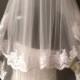 Wedding alencon lace veil. Bridal white veil, ivory veil. Cathedral headpiece.