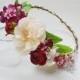Silk Flower Crown - Blush, Pink, Burgundy, Marsala - Boho Flower Crown, Floral Crown, Wedding Hair Accessory