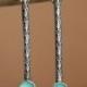 Aqua Bar Earrings in Sterling Silver -Renaissance Diamond Dangle Earrings - Wedding Jewelry -Bridesmaid Earrings, Bridesmaid Gift