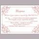 DIY Wedding RSVP Template Editable Text Word File Download Printable RSVP Cards Wine Red Rsvp Card Template Red Rsvp Card