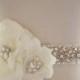 Rhinestone Crystal Silk Flower Bridal Belt, Wedding Sash, Crystal Bridal Sash