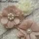 BEST SELLER - Bridal Garter Set - Keepsake & Toss Garters - Burlap Chiffon Flower Pearl Lace Garters - Ivory Cream - Rustic Country Wedding