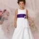 A line Satin Floor Length Jewel Flower Girl Dress - Compelling Wedding Dresses