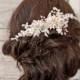 Wedding hair piece ,Bridal headpiece,Bridal  hair comb, Wedding Headpiece,Ivory Gold Lace Bridal hair piece, Bridal hair accessories- AGNES