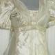 English Regency Jane Austen Dress in Cream Silk with Embroidered Silk Panels