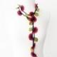 Beadwork Necklace, Crochet Lariat Necklace, Strand Necklace, bohemian gipsy, Flower Necklace, Lace Jewelry, poppy flowers