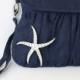 Navy Blue Clutch with starfish brooch, navy wedding clutch , Beach theme wedding