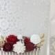 Burgundy Roses Hair Comb - Vintage Style Wedding Hair Comb - Winter Wedding Hair Accessory - Floral Hair Comb - Rustic Wedding Hair Comb