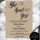 Engagement Party Invitation - Engagement Invite - She Said Yes invitation - Rustic Engagement Invitation Downloadable Wedding #WDH0214