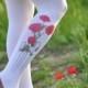 Tights - Red Poppy - Flowers tights,flower printed clothes - lingerie- wedding