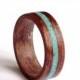Men's  Ring, Wood Ring With Turquoise Inlay, Mahogany Wood Wedding Band