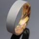 Tamarind wood ring with blasted Titanium Handmade wedding band