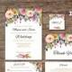 Floral Wedding Invitation Printable, Wedding Invitation Template, Wedding Invitation Set, , Editable PDF - you personalize at home.