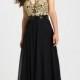 A-line Strapless Lace Overlay Bodice Beaded Chiffon Prom Dress PD3183