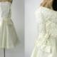 Vintage 50s Dress, Vintage Ivory Satin Dress, 1950s Strapless Dress, Vintage Bridal Dress, 50s Wedding Dress, 50s Prom Dress, 50s Strapless