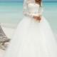 Princess 2016 Lace Long Sleeves Ball Gowns Wedding Dresses Illusion Plus Size Summer Beach Bridal Gowns With Beaded Sash Vestido Online With $180.11/Piece On Caradress's Store 