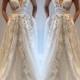 Applique Sexy Online V Neck Ivory Fashion Long Prom Wedding Dresses, BG51501 - US0 / Picture Color