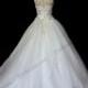 Sheer scoop neck top organza ball gown wedding dress