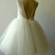 Tutu Ivory Flower Girl Dress Open Back Lace Tulle Birthday Dress with Pearls