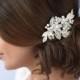 Flower Hair Comb, Pearl Bridal Hair Comb, Bridal Accessories, Floral Comb Accessories, Floral Hair Comb, Silver Wedding Hair Comb ~TC-2233