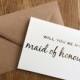 will you be my maid of honour card, will you be my bridesmaid card, gold foil maid of honour card