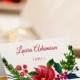 Holiday Name Card Template (Tent) - DOWNLOAD Instantly - EDITABLE TEXT - Painted Poinsettia - 3 x 2.5 - Microsoft Word Format