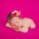 Chanel Pink and Golden Toned Floral and French Netting headband Newborn Headband, Baby Headband, Toddler Headband