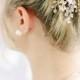 Wedding Headpiece, Crystal Flower Hair Piece, Crystal Bridal Headpiece, Ivory Bridal Headpiece - SIDNEY