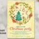 Christmas Party Invitation Template - Printable Holly Wreath - Holiday Party Card - Christmas Card - Editable Template - Watercolor Gold DIY